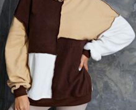 Colorblock Top-stitching Drop Shoulder Sweatshirt