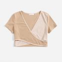 Colorblock Wrap Ribbed Crop Tee