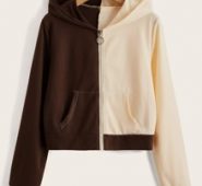 Colorblock Zip Up Crop Hoodie