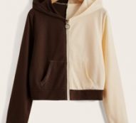 Colorblock Zip Up Crop Hoodie