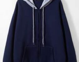 Colorblock Zip Up Drawstring Pocket Hoodie