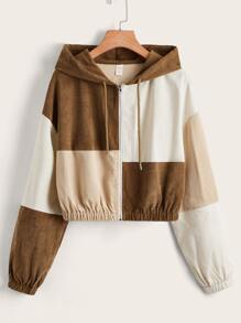 Colorblock Zip Up Hooded Jacket