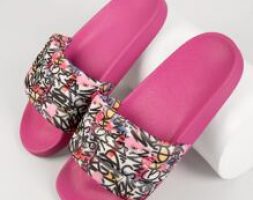 Colorful Abstract Print Slip-On Sandals