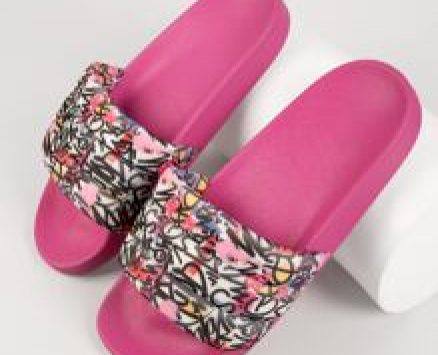 Colorful Abstract Print Slip-On Sandals