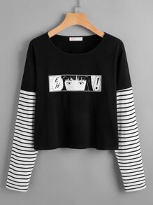 Comics Graphic 2 In 1 Striped Tee