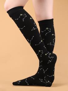 Constellation Pattern Over The Calf Socks