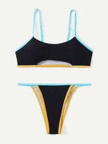 Contrast Binding Bikini Swimsuit