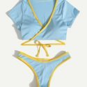 Contrast Binding Bikini Swimsuit