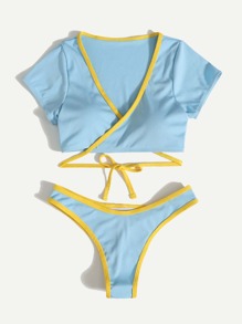 Contrast Binding Bikini Swimsuit