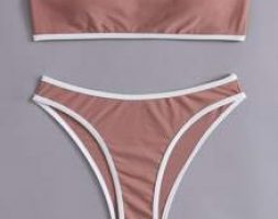 Contrast Binding Bikini Swimsuit