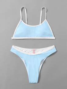 Contrast Binding Bikini Swimsuit