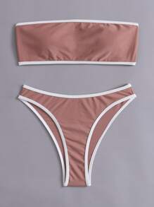 Contrast Binding Bikini Swimsuit