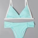 Contrast Binding Ruched Bikini Swimsuit