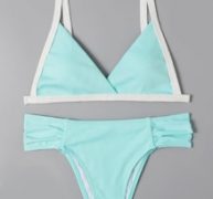 Contrast Binding Ruched Bikini Swimsuit