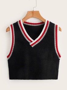 Contrast Binding Sweater Vest