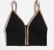 Contrast Binding Zipper Bralette