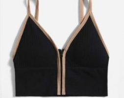 Contrast Binding Zipper Bralette
