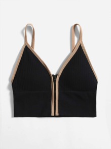 Contrast Binding Zipper Bralette