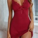 Contrast Lace Bow Detail Cami Nightdress