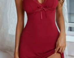 Contrast Lace Bow Detail Cami Nightdress
