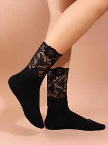 Contrast Lace Crew Socks