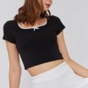 Contrast Lace Crop Tee