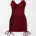 Contrast Lace Drawstring Dress