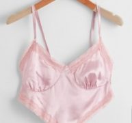 Contrast Lace Hanky Hem Satin Cami Top