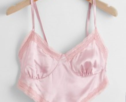 Contrast Lace Hanky Hem Satin Cami Top