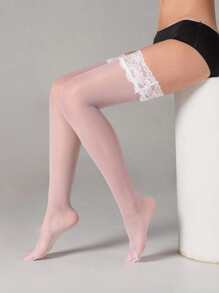 Contrast Lace Over The Knee Socks