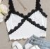 Contrast Lace Panel Lettuce Edge Cami Top