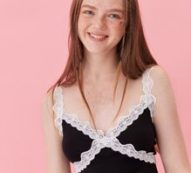 Contrast Lace Panel Lettuce Edge Cami Top