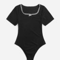 Contrast Lace Ribbed Bodysuit