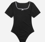 Contrast Lace Ribbed Bodysuit