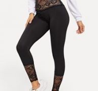 Contrast Lace Sheer Leggings