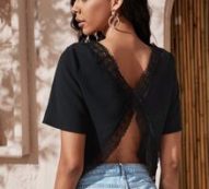 Contrast Lace V Back Blouse