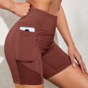 Contrast Mesh Biker Shorts With Phone Pocket