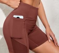 Contrast Mesh Biker Shorts With Phone Pocket