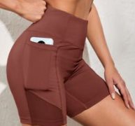 Contrast Mesh Biker Shorts With Phone Pocket