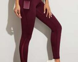 Contrast Mesh Side Pocket Sports Leggings