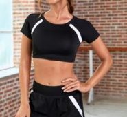 Contrast Panel Crop Sports Tee & Sports Shorts