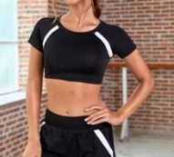Contrast Panel Crop Sports Tee & Sports Shorts