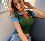 Contrast Panel Polo Neck Knit Top