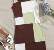 Contrast Panel Tank Bodycon Dress