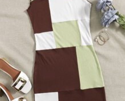 Contrast Panel Tank Bodycon Dress