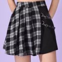 Contrast Plaid Pleated Skirt