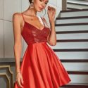 Contrast Sequin Satin Cami Dress