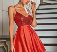 Contrast Sequin Satin Cami Dress