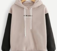 Contrast Sleeve Slogan Graphic Hoodie