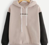 Contrast Sleeve Slogan Graphic Hoodie